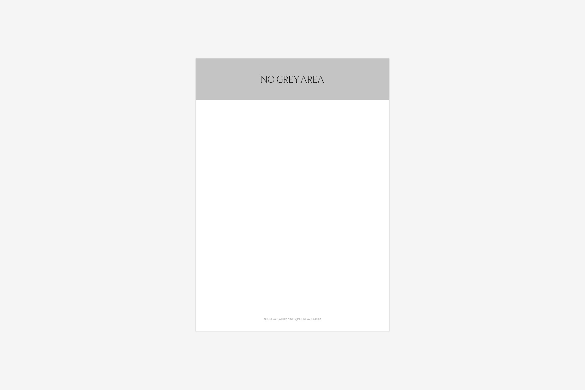 Letterhead with the wordmark in a grey band at the top