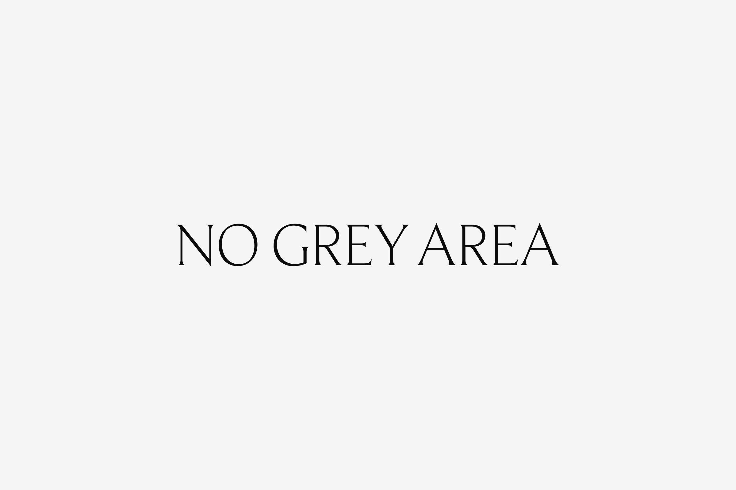 The No Grey Area wordmark in black capitals on grey