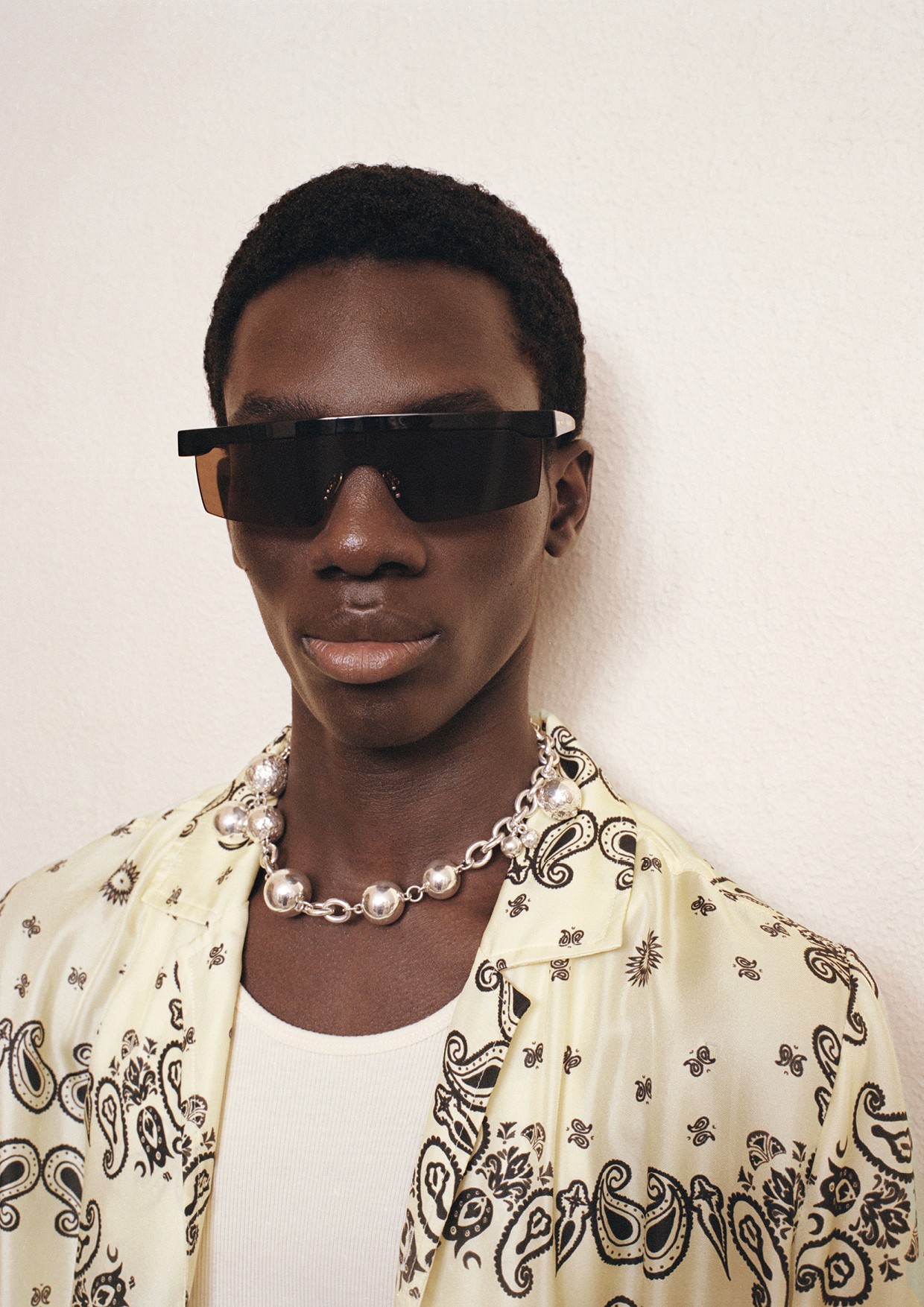 Nanushka PF23 menswear lookbook, production by ANCC. Image 8 of 10.